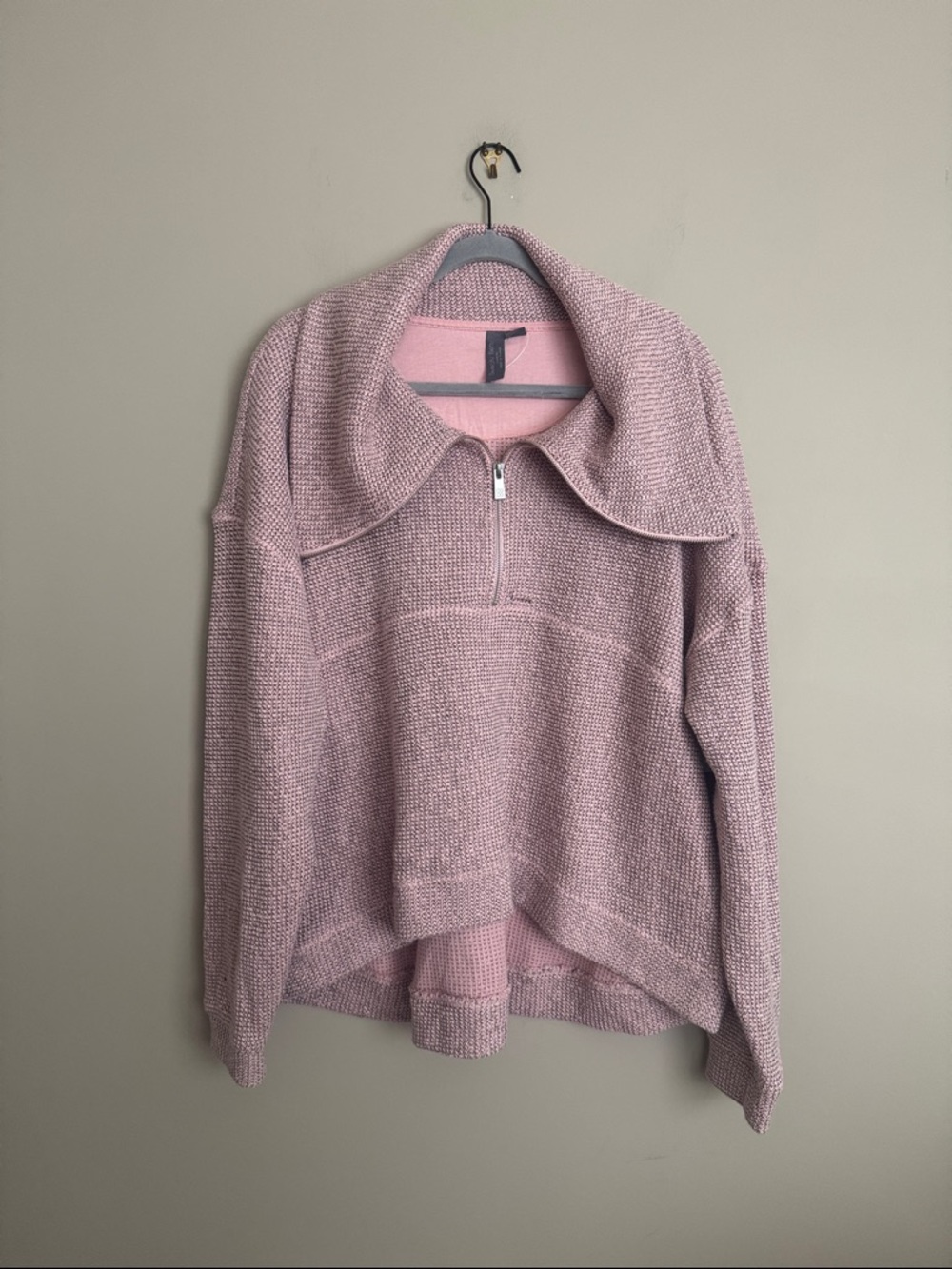 NWT- Sweaty Betty Restful Boucle Half Zip Sweatshirt, Misty Rose Pink, US10 - Picture 6 of 12